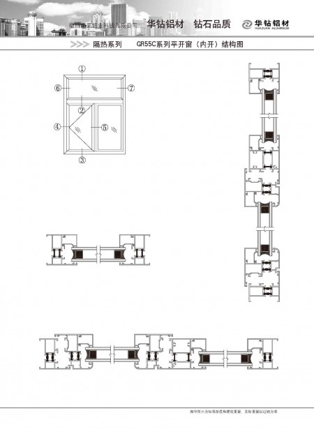 GR55C系列平開(kāi)窗(內(nèi)開(kāi))結(jié)構(gòu)圖